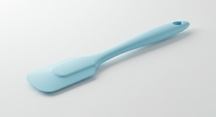 A light blue silicone spatula isolated on a white background, perfect for cooking and baking.
