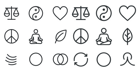 Minimalistic symbols for wellness, harmony, and balance design collection