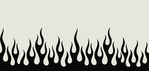 Black Flame Design Seamless Border for Graphic Design