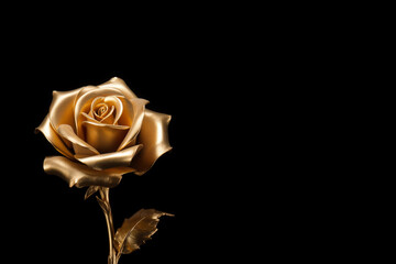 Golden rose on a black background.