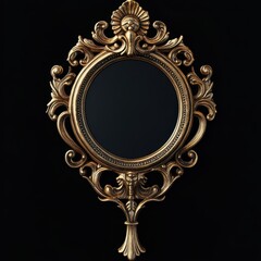 Antique Mirror Texture. Victorian Style Object with Wooden Frame and Reflective Gold Detail