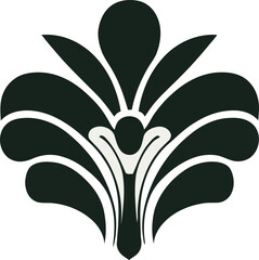 A striking decorative motif featuring a stylized floral design with bold shapes and contrasting colors. This elegant illustration is ideal for use in graphic design, textiles, and any project that.