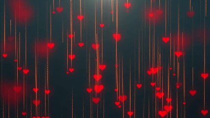 abstract red background with hearts - Powered by Adobe
