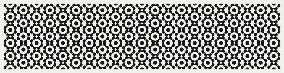 Mid century modern geometric floral background in black and white. Graphical illustration for a unique banners, textiles and home décor.