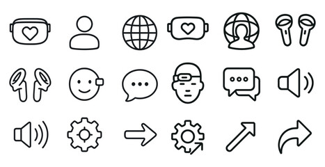 Fototapeta premium Modern interface icons set for digital communication and navigation design