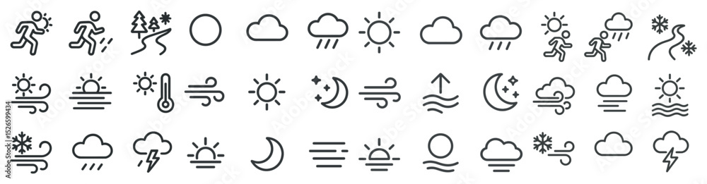 Poster weather icons collection for digital use and design projects