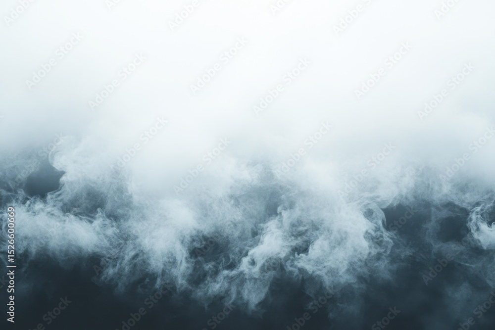 Poster ethereal fog swirling in a soft gray and white background, perfect for mood and atmosphere in design