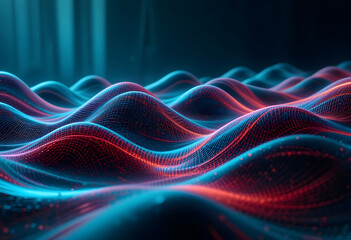 Obraz premium Abstract fractal waves with glowing lines and dynamic color create a futuristic light energy design for a captivating motion art backdrop