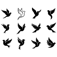 vector set of birds artistic and well editable collection of geometric crystals