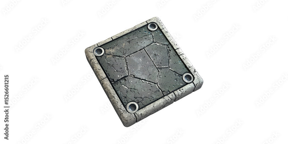 Poster square stone tile with weathered texture. architectural element for game design and 3d modeling isol