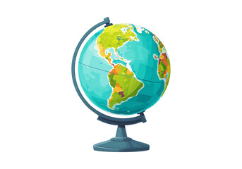 Colorful world globe on stand geography education travel exploration, On Transparent Background