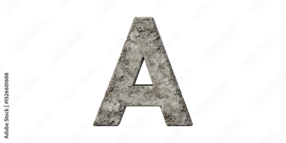Poster 3d stone textured letter a. typography and design element isolated on transparent background