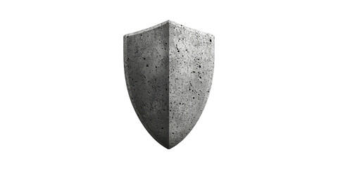 Concrete Shield Symbolizing Strength And Protection. Security And Defense Concept Isolated On Transparent Background