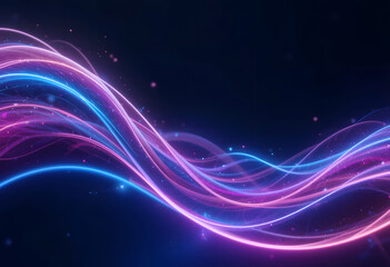 Obraz premium Abstract background with glowing blue and colorful wavy lines, a futuristic light and motion design wallpaper