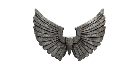 Metallic Winged Emblem Design. Symbol Of Freedom And Strength Isolated On Transparent Background