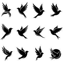 Set of beautifully abstract, well editable vector bird designs for creative projects