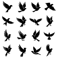 Obraz premium Collection of well editable abstract and minimalist bird line art for contemporary design