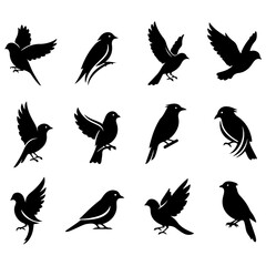 Set of high quality editable modern minimalist bird designs for clean logo creation