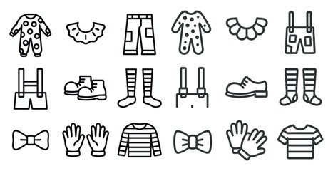 Children's clothing line art icons for fashion design and branding projects