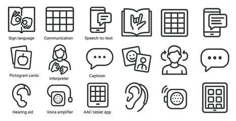 Fototapeta premium Accessibility and communication icons for inclusive design projects