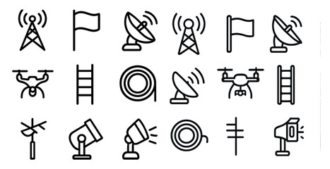 Naklejka premium Communication and technology icon set for digital design projects