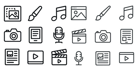 Creative media icons for design and multimedia projects