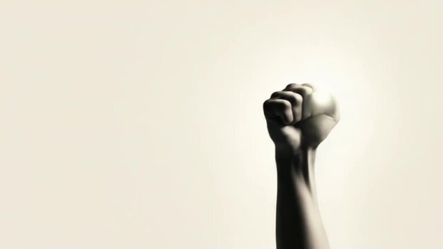 Raised fist symbolizes strength, unity, and solidarity in social movements