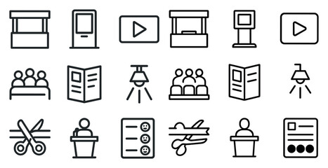 Versatile line icons for business, presentation, and travel design concepts