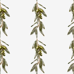 Captivating watercolor olive branch pattern for textile and wrapping designs