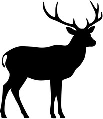 Obraz premium Stag Silhouette Standing Profile with Antlers