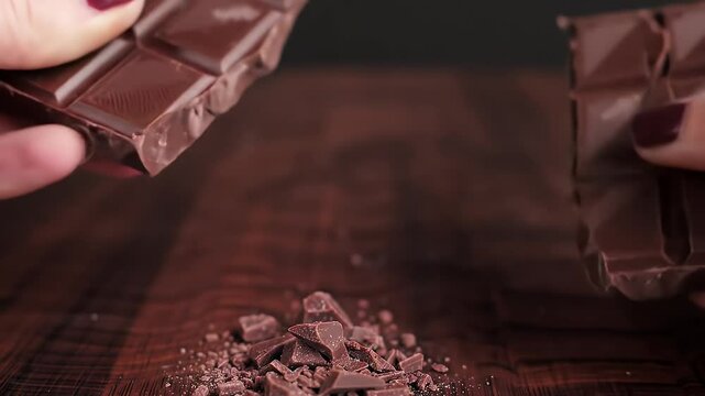 Breaking Dark Chocolate Rich Texture and Indulgent Moments