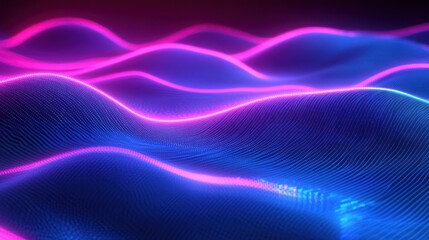 Fototapeta premium Abstract neon wavy lines in dark colors