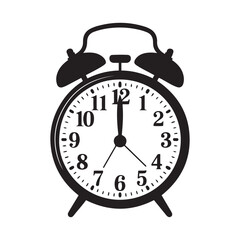 Ringing alarm clock line art. Vector black silhouette. with white background