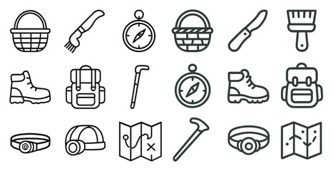 Outdoor adventure icons for camping and hiking gear design