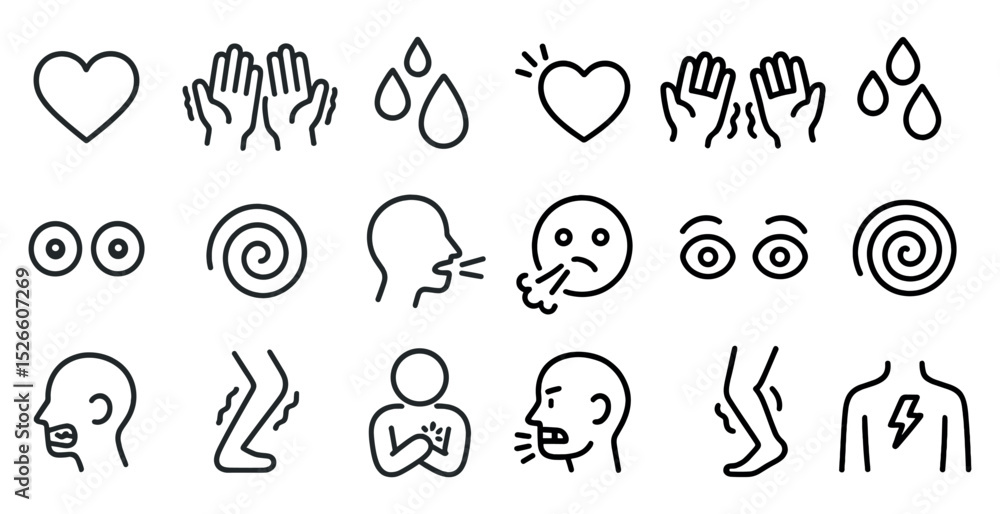 Aufkleber set of minimalist emoji line icons for communication and expression design