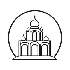 Set of mosque icons in flat vector style. Features various mosque designs with domes and minarets, representing Islamic architecture and religious places. Perfect for religious events, Ramadan, Eid, I