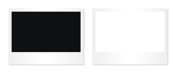 Minimal retro blank polaroid photo frame set with black and white variants isolated on transparent background for nostalgic album layout collage memory design and instant photography mockup