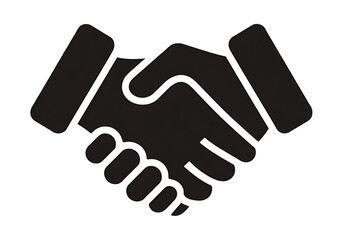Black and white handshake icon partnership deal agreement, On Transparent Background