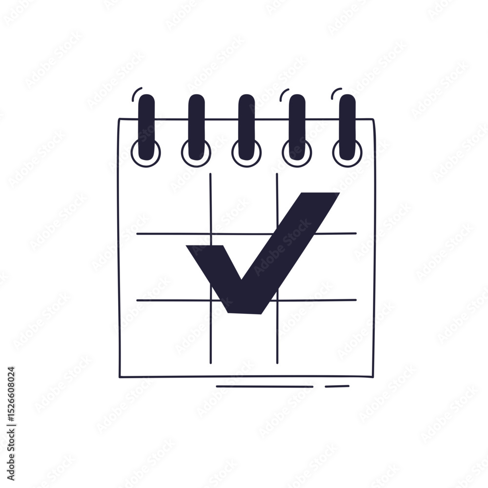 Poster a calendar page with a bold checkmark symbolizes task completion and organization.