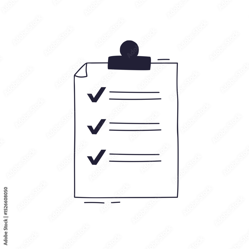 Aufkleber illustration of a clipboard with checkmarks symbolizing task completion and organization.