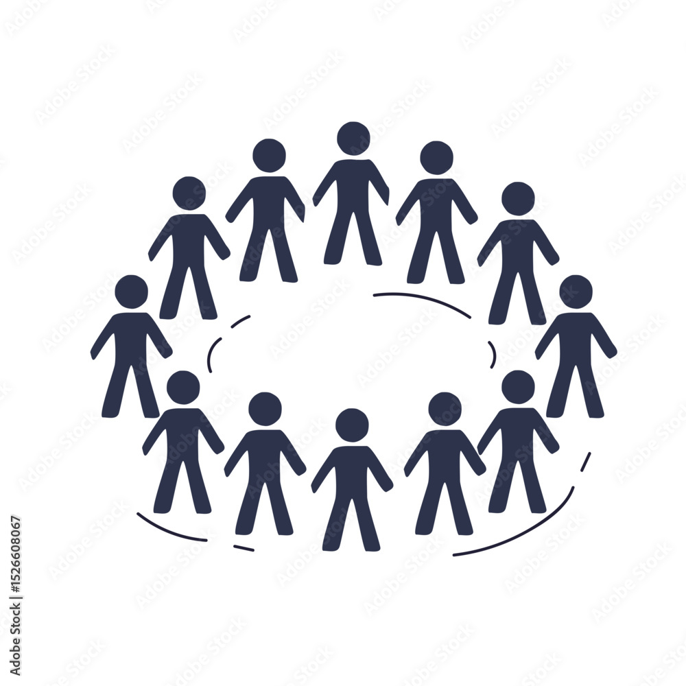 Poster stick figures in a circle symbolize unity and diversity.