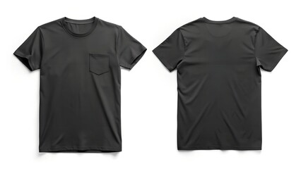 Pocket T Shirt Laid Flat Front And Back View On White Background