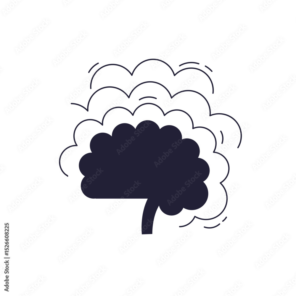 Poster illustration of a brain with layered waves symbolizing complex brainwave activity.