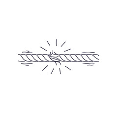 Frayed rope symbolizes tension and potential breaking point. © VectorMine