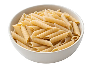 Overhead View of Penne Pasta in Bowl Isolated on transparent background, Isolated Png file, Cut-out, Isolate Png, No Background, Isolated object