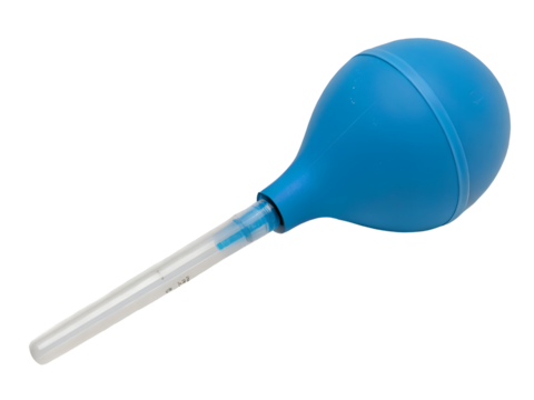 Blue Bulb Syringe for Medical Irrigation Isolated on transparent background, Isolated Png file, Cut-out, Isolate Png, No Background, Isolated object