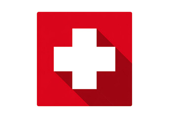 Red square black cross medical healthcare symbol icon, On Transparent Background