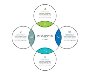 Business visualization infographic circle design template with 4 options, steps or processes. Business presentation.