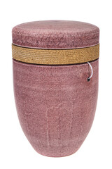 Pink Cremation Urn. Funeral Memorial Keepsake for Ashes, Isolated on White Background