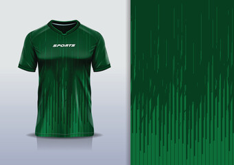 T-shirt mockup abstract stripe line jersey design for football, soccer, racing, esports, running, in green color © Nimpuna O